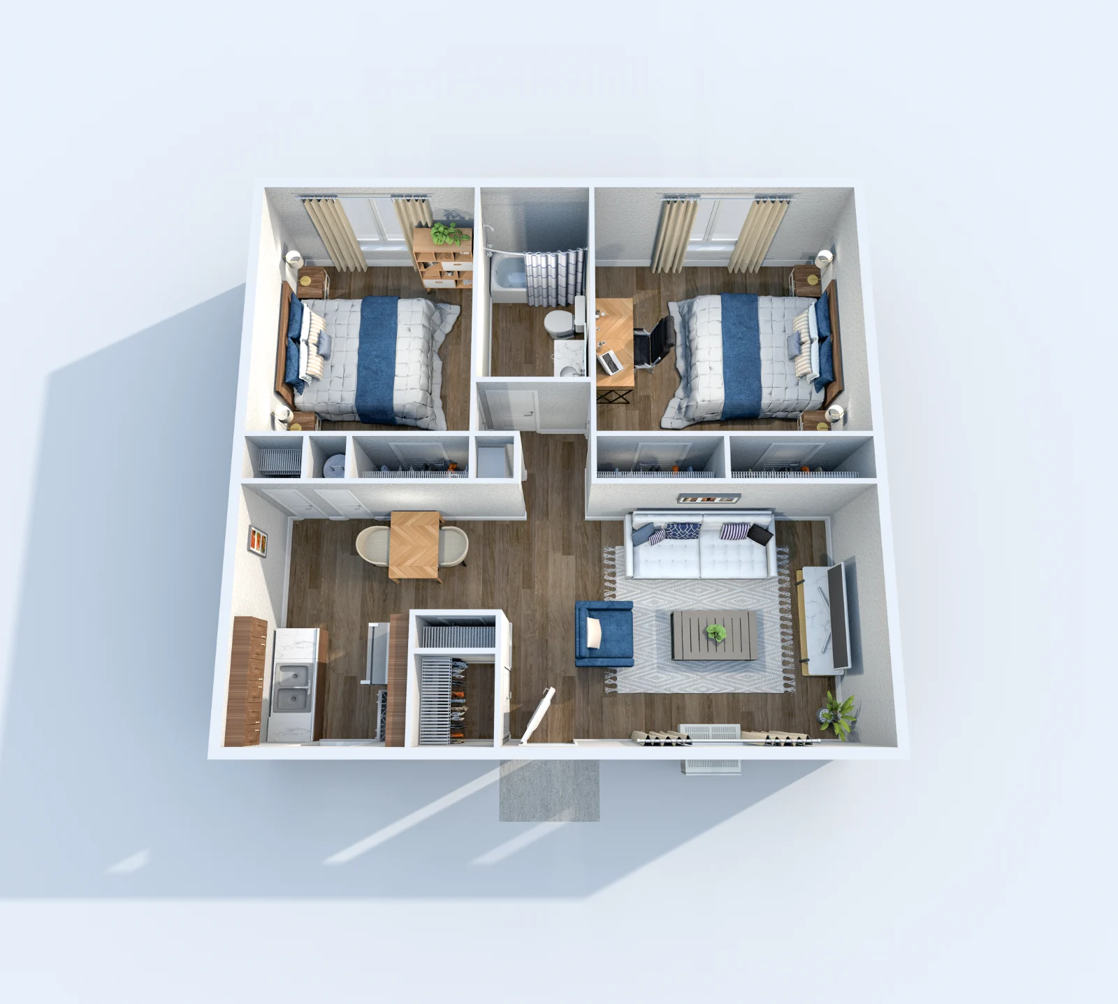 Stardust — floor plan, Plan B1 · 2 bed · 1 bath · 658 sq ft